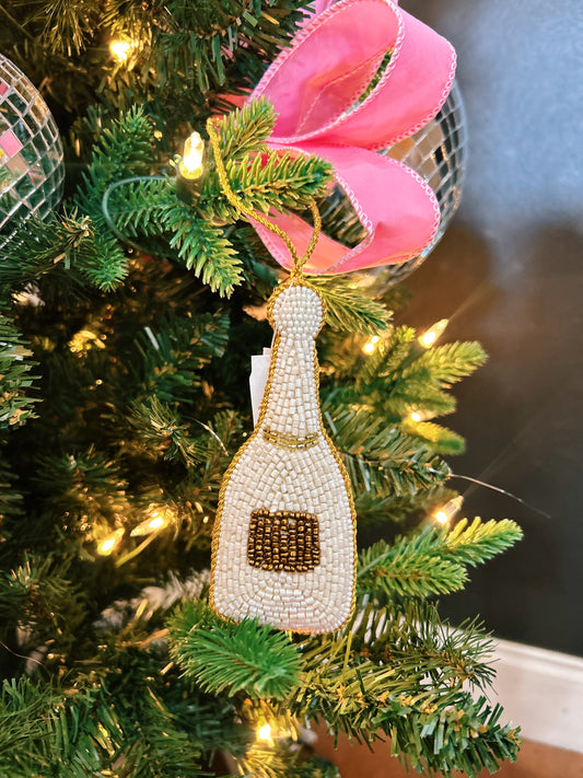 beaded champagne ornament