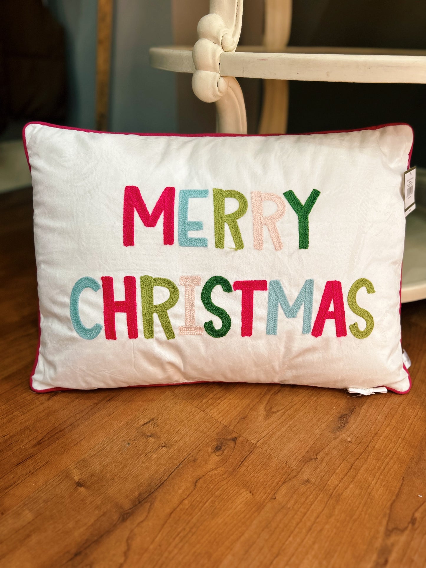 colorful merry christmas pillow