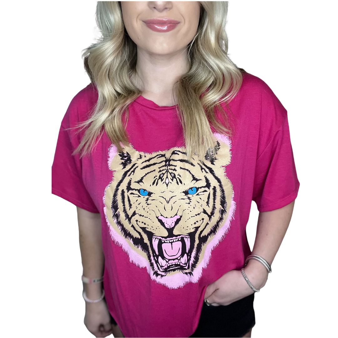 Hot Pink Tiger Graphic Tee