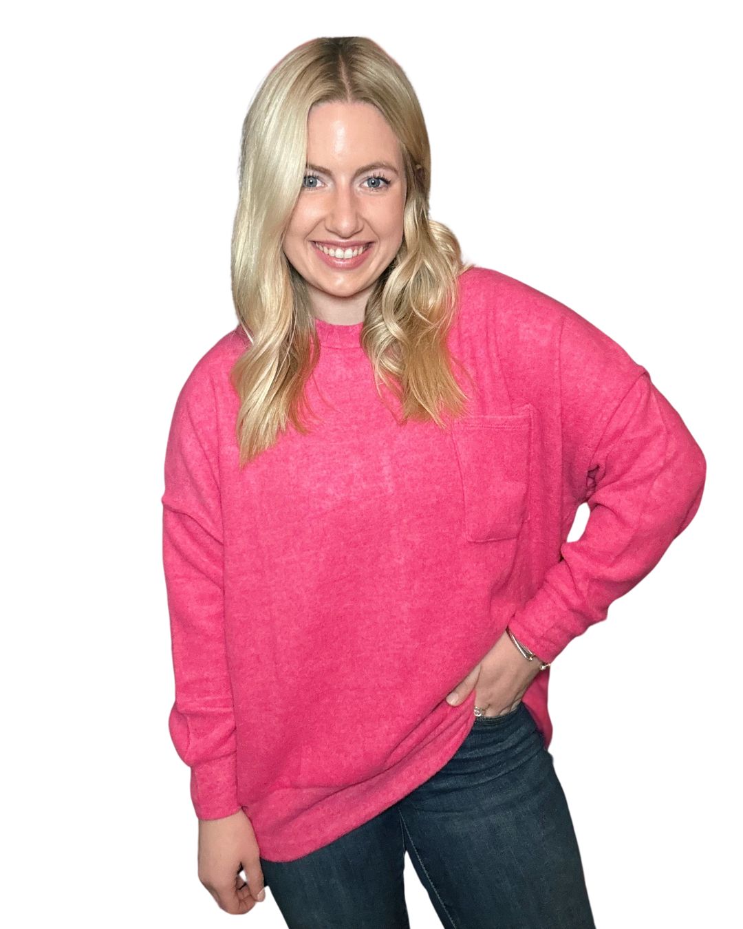 pink oversized pocket sweater