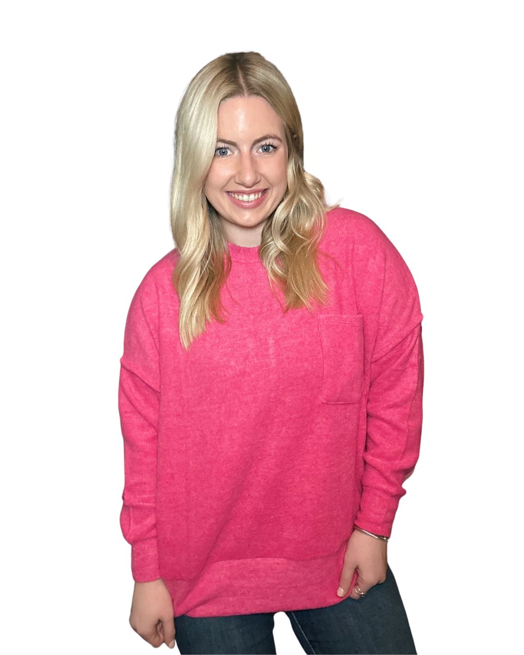 pink oversized pocket sweater